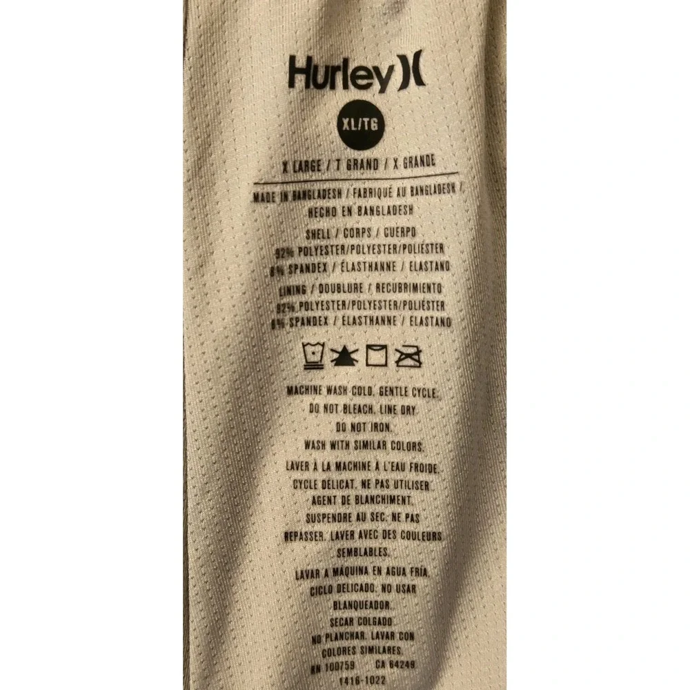 Hurley‎ Men's X-Large Red Hang Ten Hand Symbol Print Elastic Waist Swim Shorts